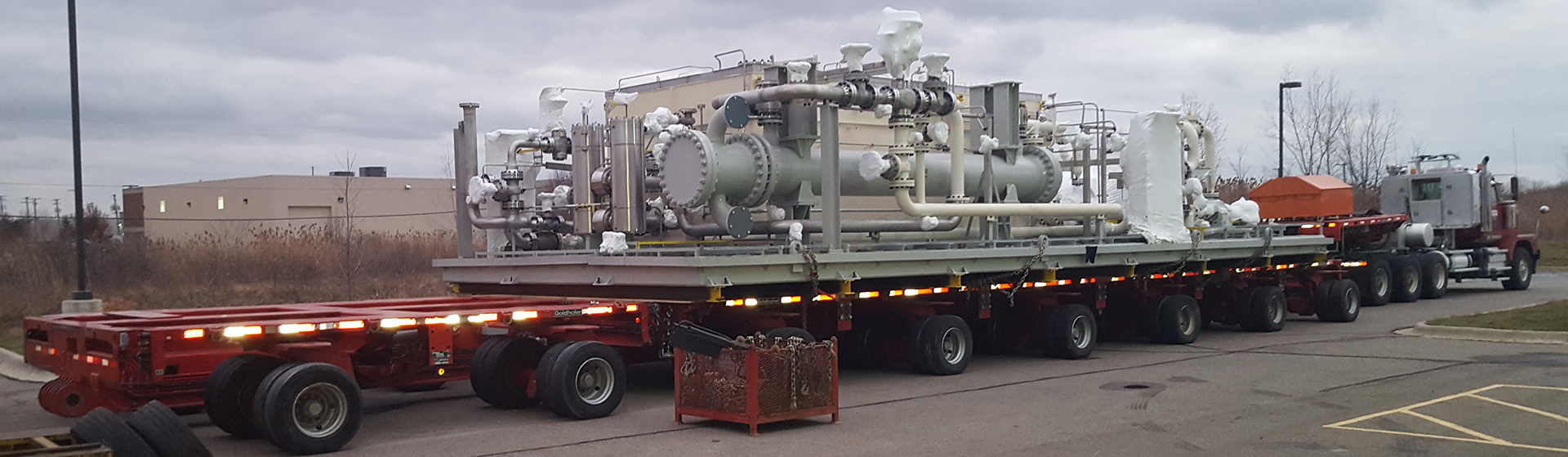 Loading and transportation of an oversized load. Oil refinery cooler from Michigan to Texas.